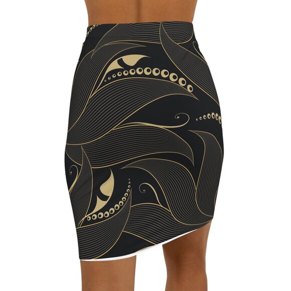 Gold Luxury Pencil Skirt, Women's Skirt, Mid-Waist Skirt, Multi Purpose Skirt - Picture 4 of 5